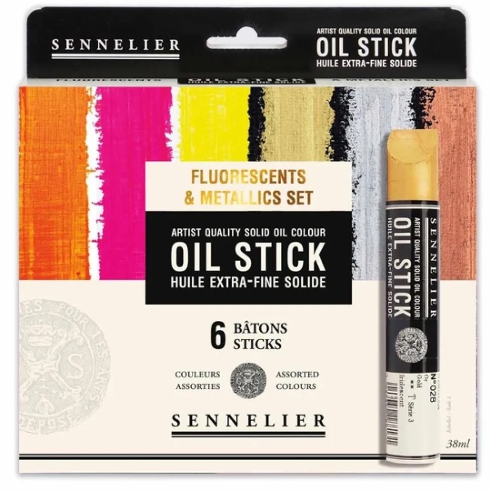 Set 6 barras de óleo Fluorescents & Metallics Sennelier