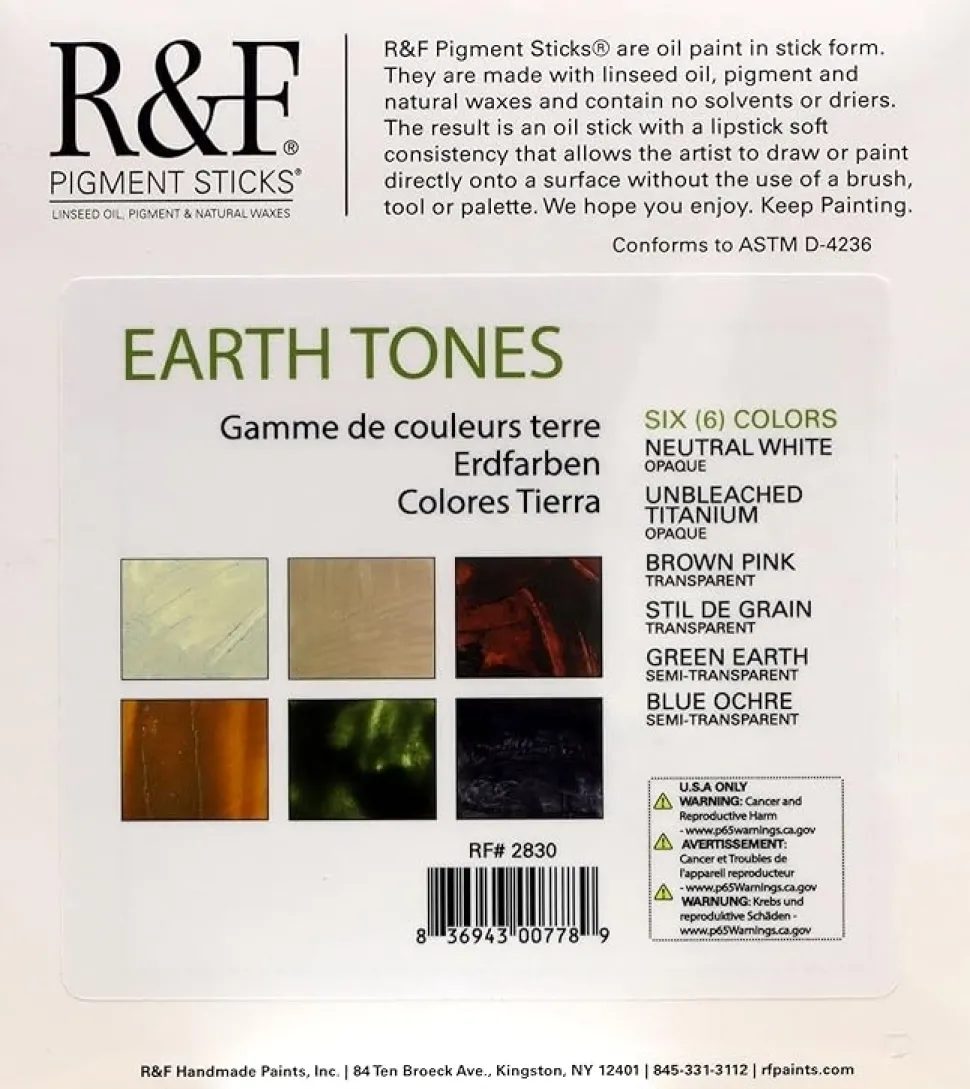 Set 6 Barras de pigmento al óleo Earth Tones R&F 38ml