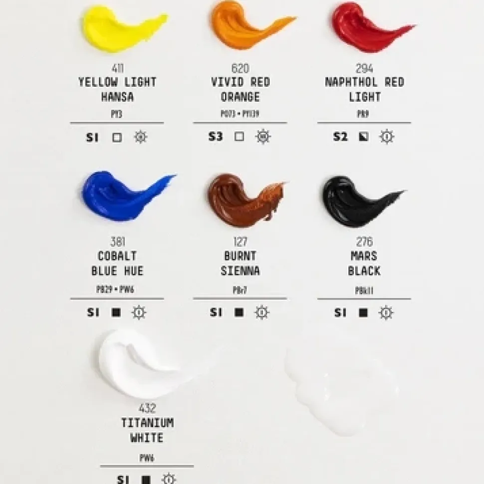 Set 12 colores acrílicos Heavy Body Pro Starter Liquitex 59ml