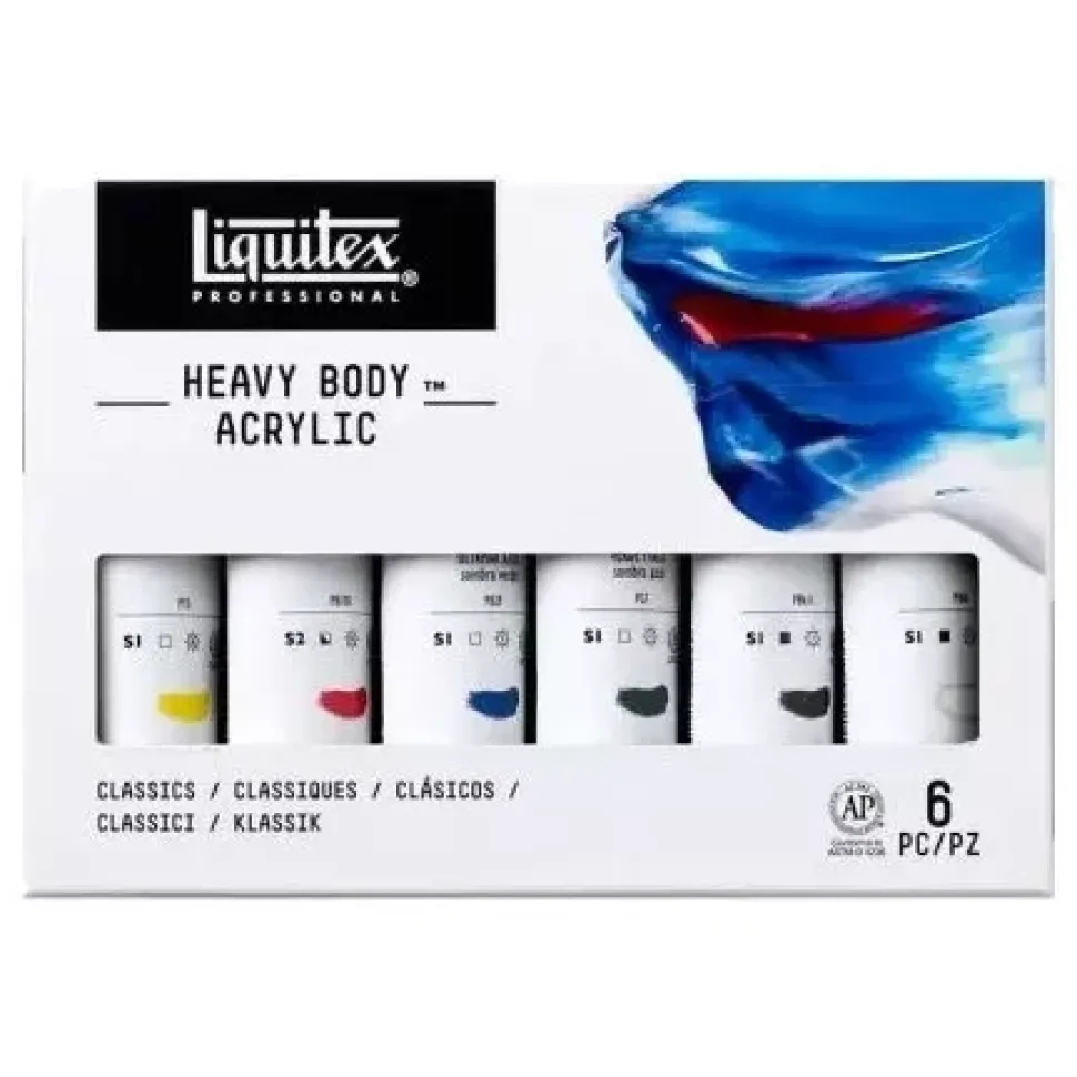 Set 6 colores acrílicos Heavy Body Liquitex 59ml