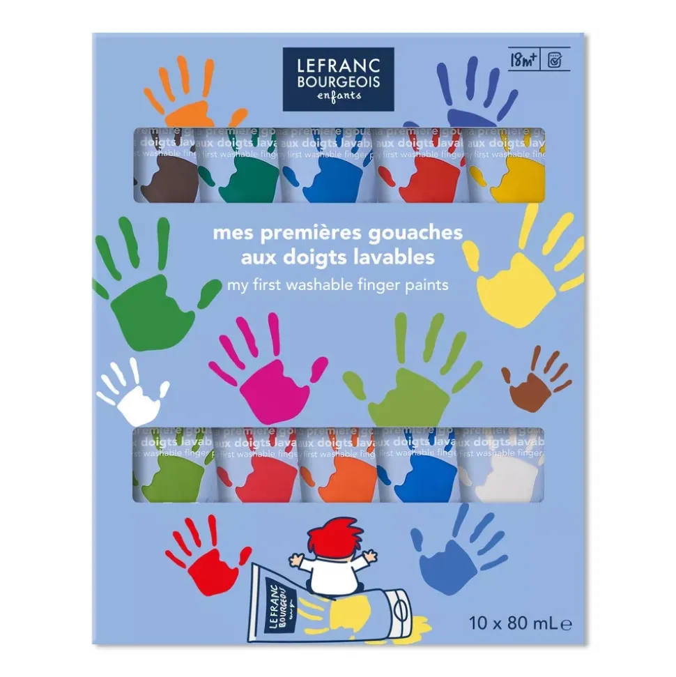 Set 10 gouache infantil Dedos Lavables Classic Lefranc and Bourgeois 80ml
