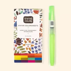 Set 16 Hojas Acuarelas + Pincel Viviva Coloursheets