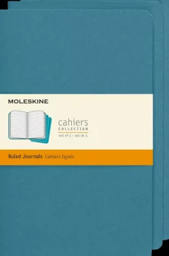 Set 3 Libretas Azules Rayas tapa blanda Cahier Moleskine 13x21cm