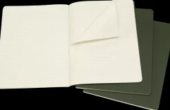Set 3 Libretas Verdes Rayas tapa blanda Classic Moleskine 19x26cm