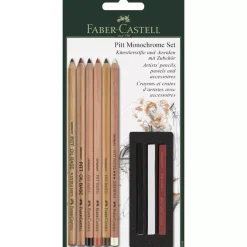 Set 6 lápices + 3 tizas Pitt Monochrome Faber-Castell