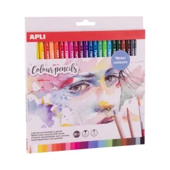 Set 24 lápices acuarelables colores surtidos y pincel Apli