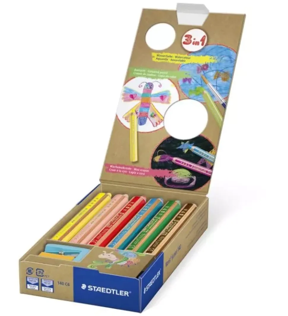 Set 6 lápices cera acuarelables Junior Noris 140 Staedtler
