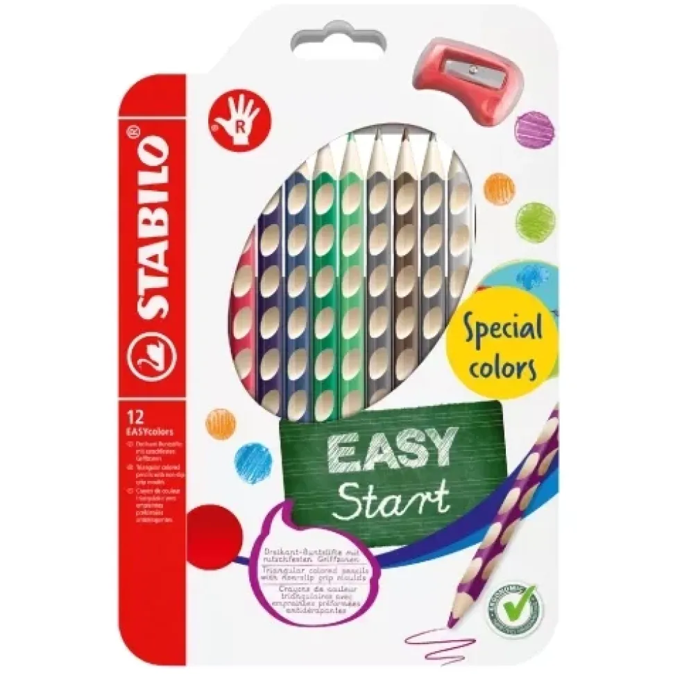 Set 12 Lápices Colores Especiales Easy Start STABILO EasyColors Diestros