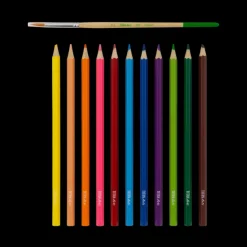 Set 12 lápices de colores acuarelables y pincel Titan