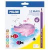 Set 12 lápices de colores maxi surtidos y sacapuntas Milan