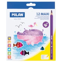 Set 12 lápices de colores maxi surtidos y sacapuntas Milan