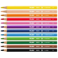 Set 12 lápices de colores maxi surtidos y sacapuntas Milan