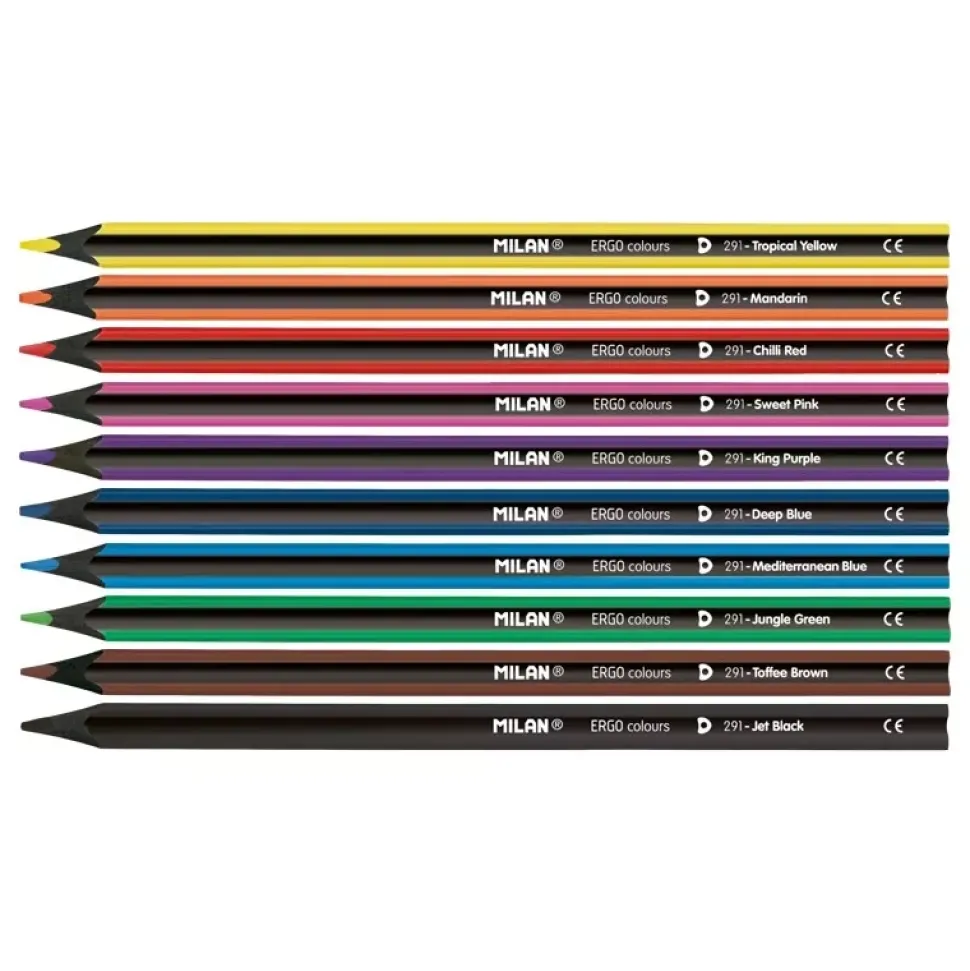 Set 10 lápices de colores y sacapuntas Ergo Grip Milan