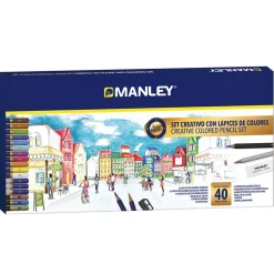 Set 40 lápices de colores y complementos Manley