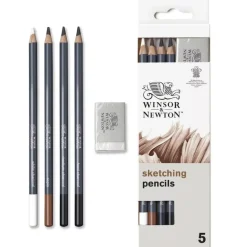 Set 5 lápices de grafito esbozo con goma Studio Collection Winsor & Newton