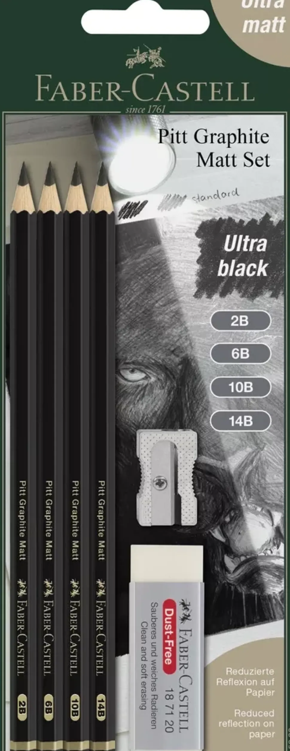 Set 6 lápices Grafito Ultra Black C Pitt Graphite Matt Faber-Castell