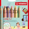 Set 6 Lápices Pastel y Sacapuntas Woody 3 en 1 STABILO