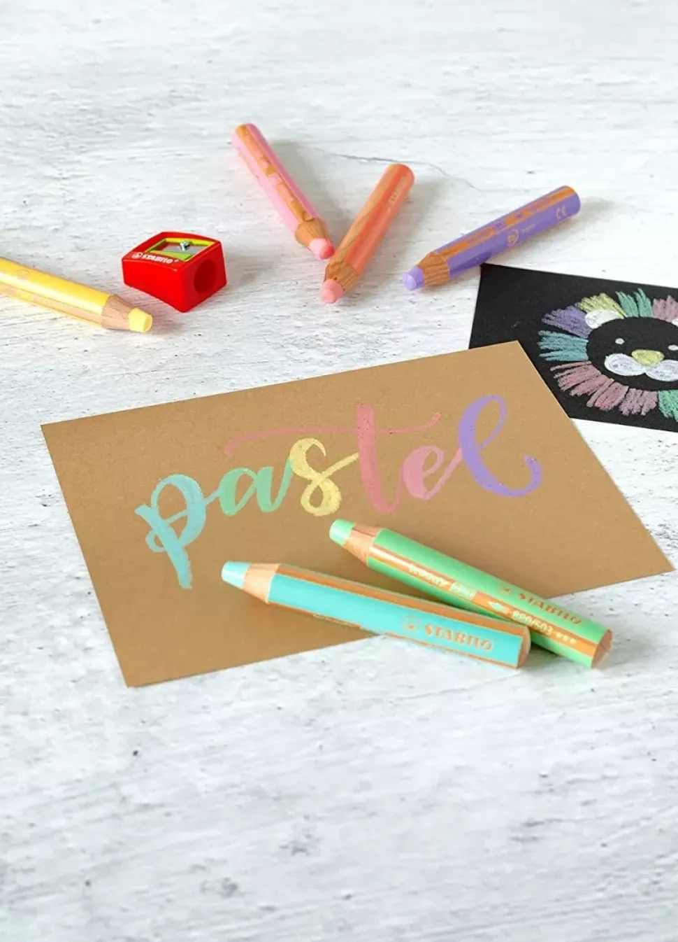 Set 6 Lápices Pastel y Sacapuntas Woody 3 en 1 STABILO