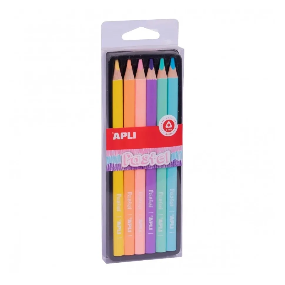 Set 6 lápices triangulares de colores Pastel jumbo Apli