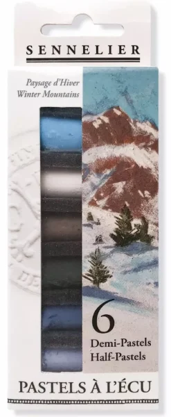 Set 6 Medios Pasteles À L'Ecu Tonos Paisaje Montañas de Invierno Sennelier