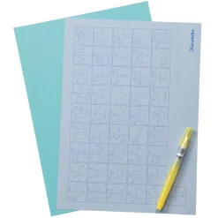 Set 2 papeles japoneses para caligrafía al agua Hiragana y rotulador Kuretake 24x34cm