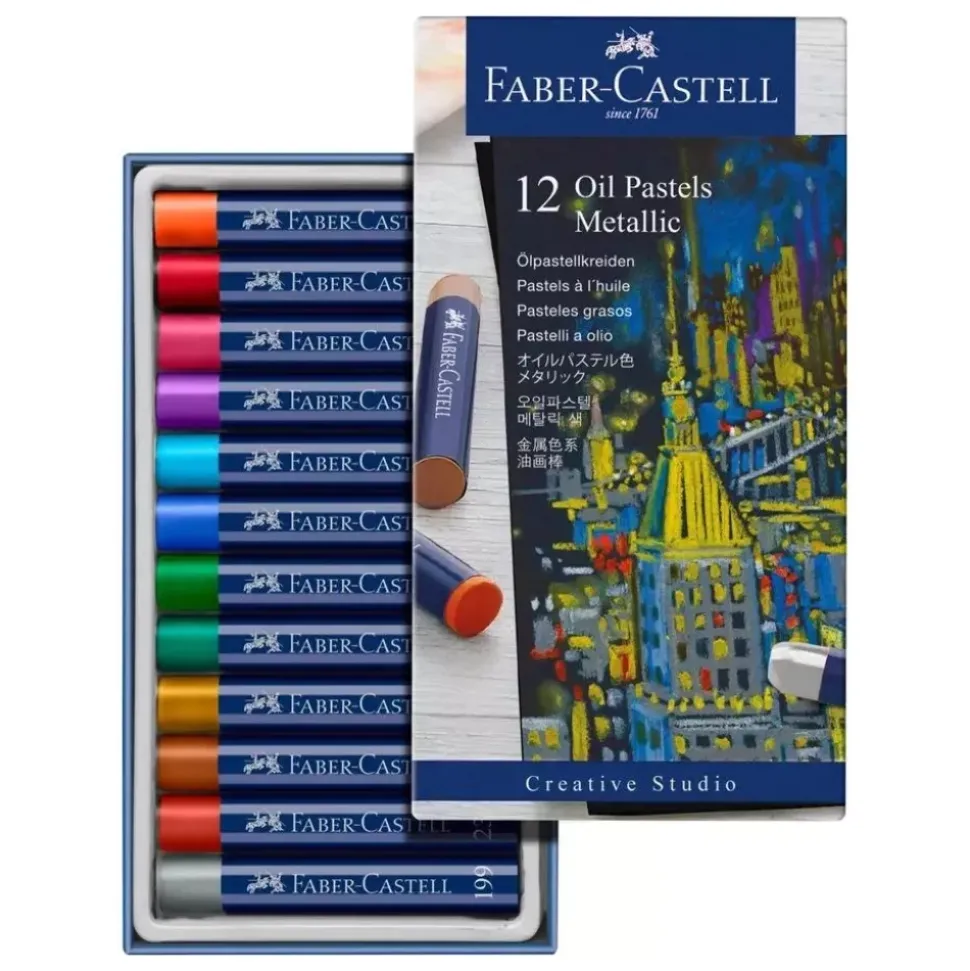 Set 12 Pasteles al Óleo Grasos Metálicos Creative Studio Faber-Castell