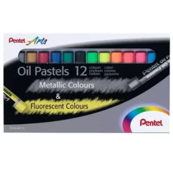 Set 12 Pasteles al Óleo Metallic & Fluorescent Colours Pentel