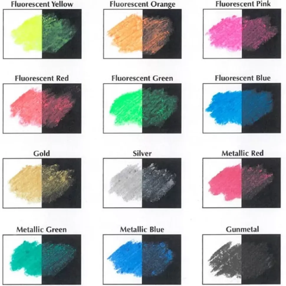 Set 12 Pasteles al Óleo Metallic & Fluorescent Colours Pentel