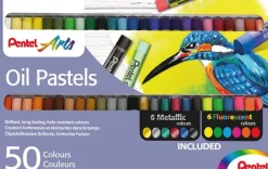 Set 50 Pasteles al Óleo Metálicos y Fluorescentes Pentel