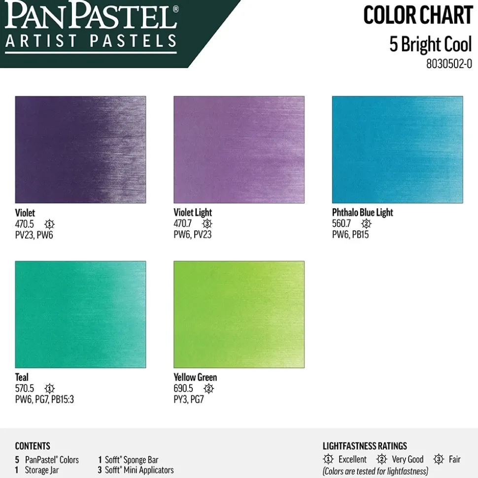 Set 5 Pasteles Bright Cool y esponjas PanPastel 9ml