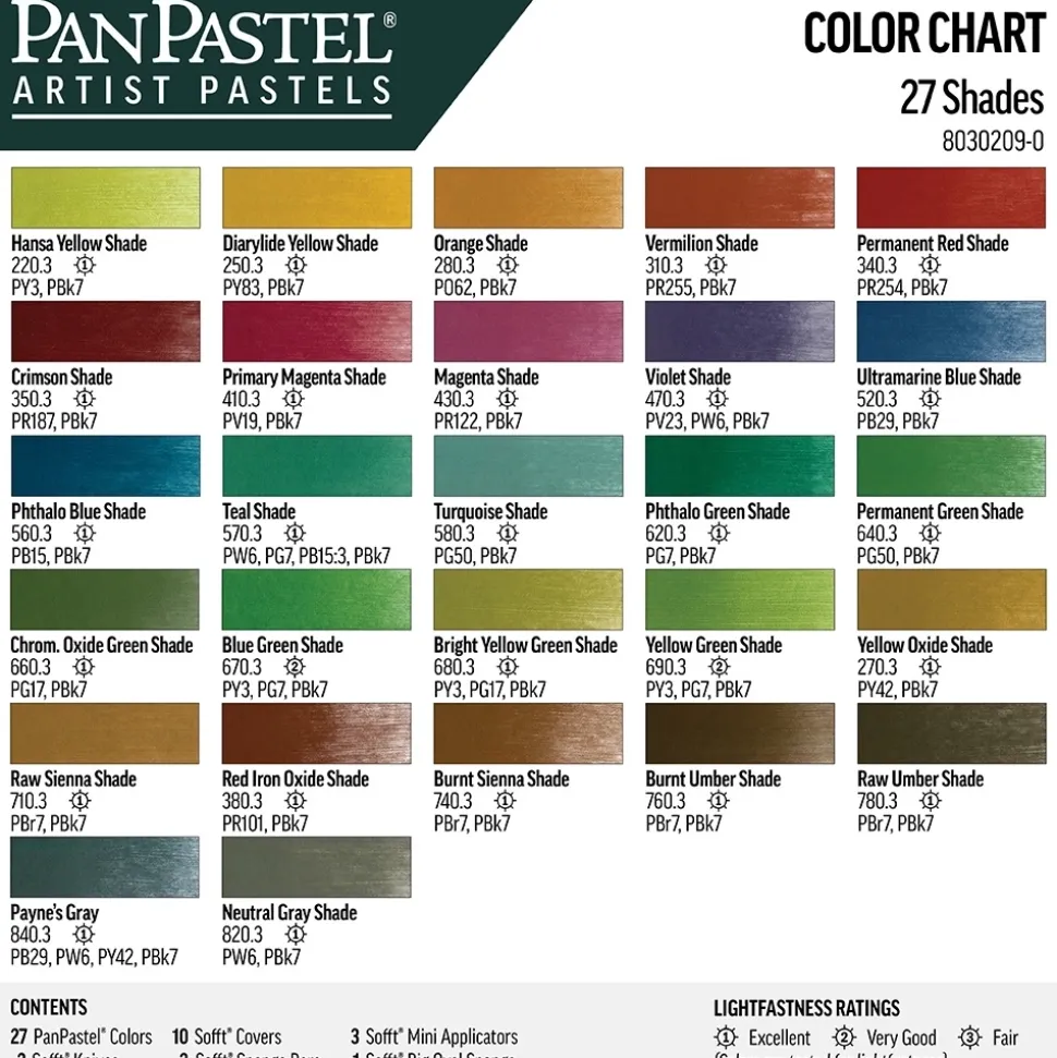 Set 27 Pasteles concentrados Shades y herramientas PanPastel 9ml