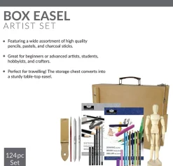 Set 124 Piezas de Dibujo + Caja Caballete de Madera Royal & Langnickel