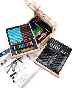Set 124 Piezas de Dibujo + Caja Caballete de Madera Royal & Langnickel