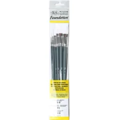 Set 6 pinceles acrílico Cerdas naturales Mango largo Winsor & Newton