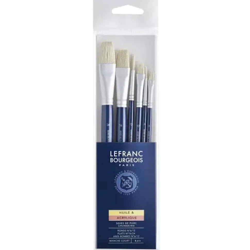 Set 6 Pinceles Mango Corto Pelo Natural Chungking Lefranc & Bourgeois