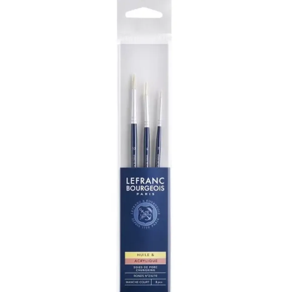 Set 3 Pinceles Mango Corto Pelo Natural Chungking Lefranc & Bourgeois