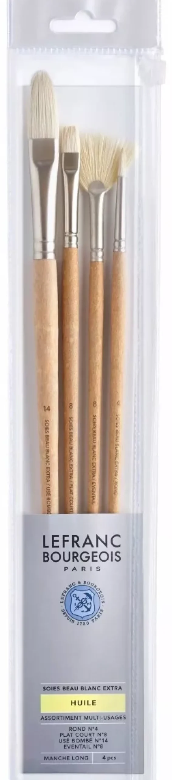 Set 4 Pinceles Mango Largo Pelo Natural Óleo Lefranc & Bourgeois