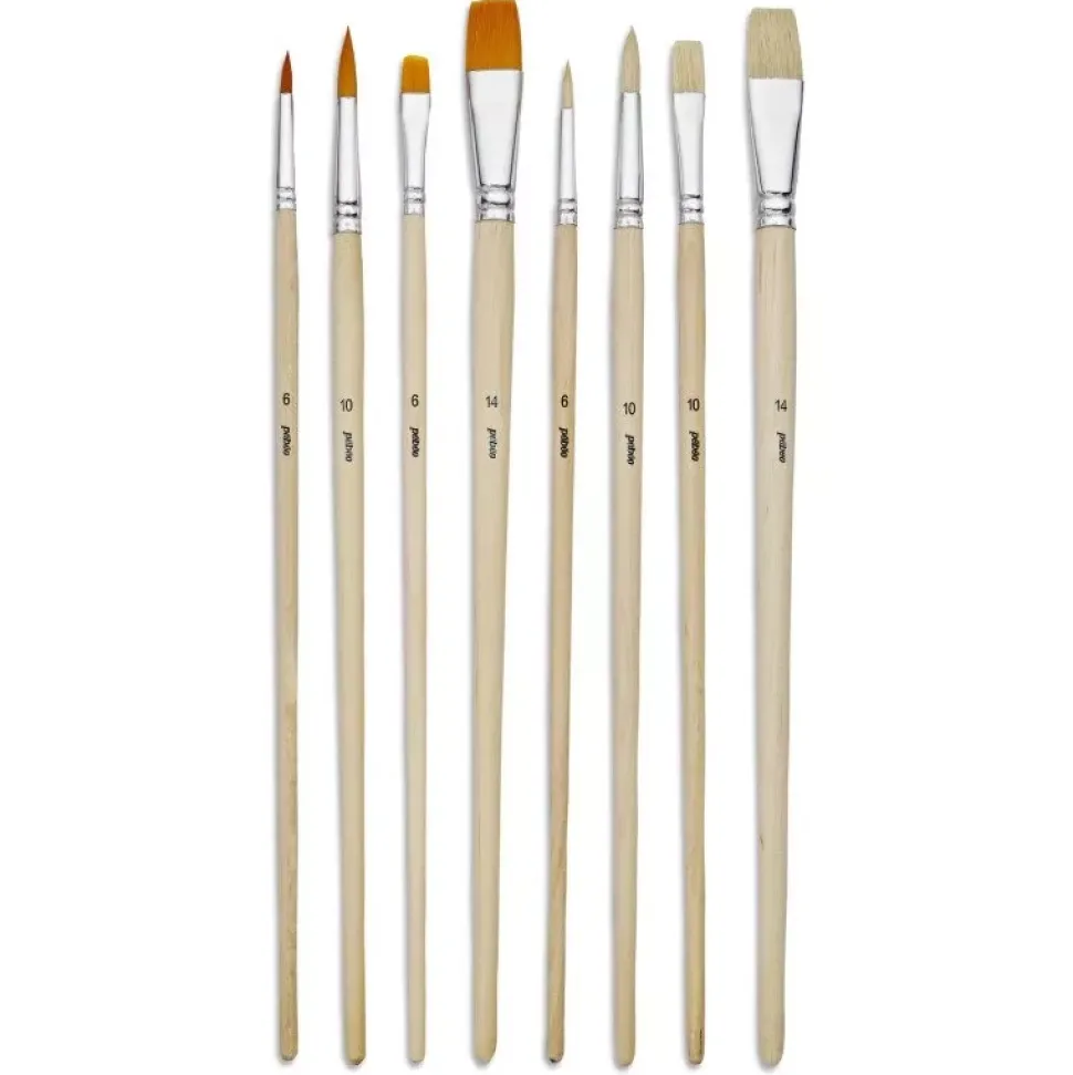 Set 8 pinceles multitécnicas mango largo Pebeo