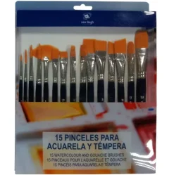 Set 15 pinceles para acuarela y tempera Van Gogh