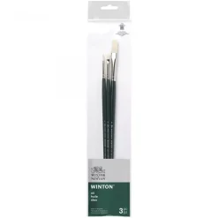 Set 3 pinceles para óleo Cerdas naturales Mango largo Winton Winsor & Newton 02