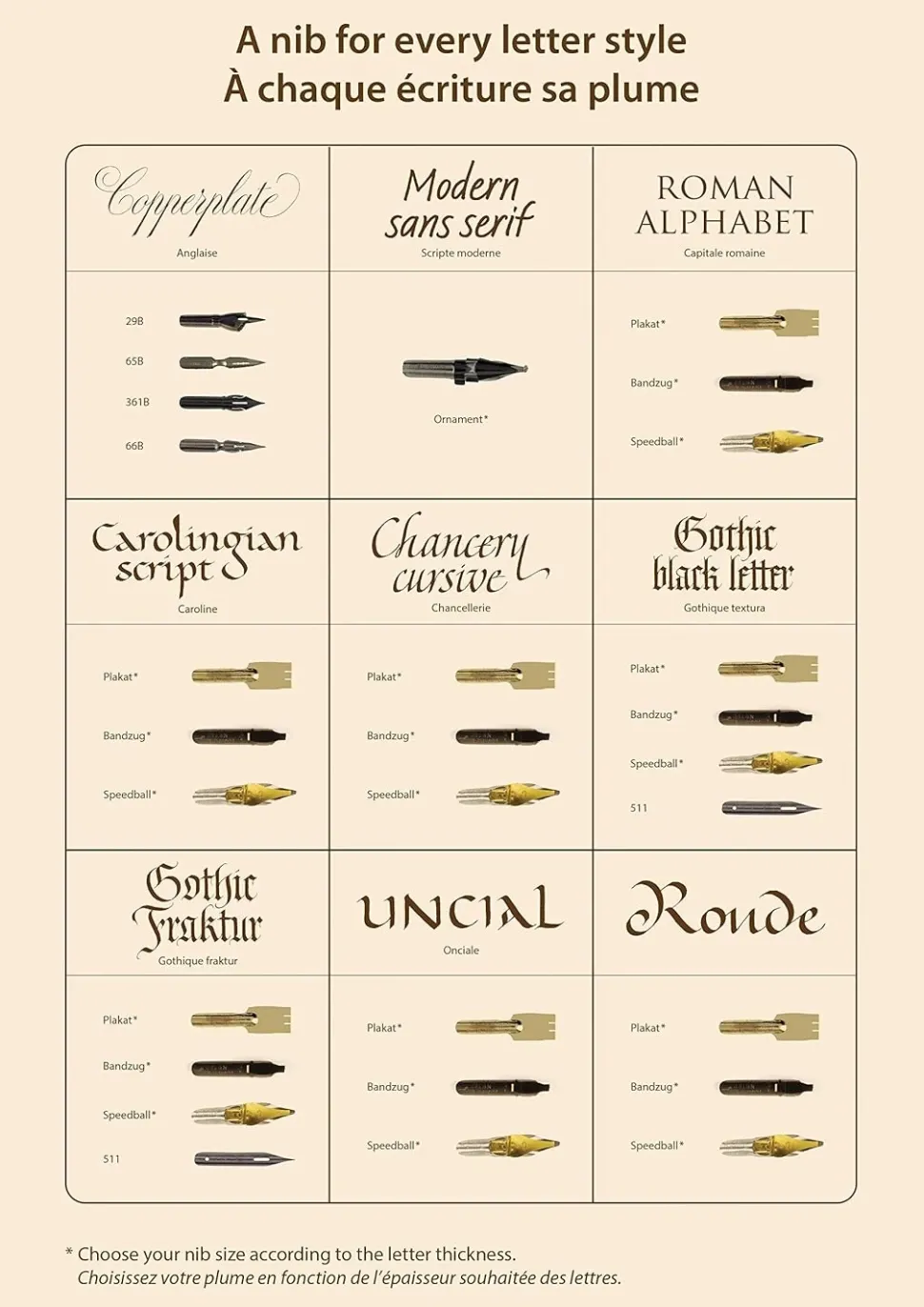 Set 3 plumillas Copperplate & Script Brause