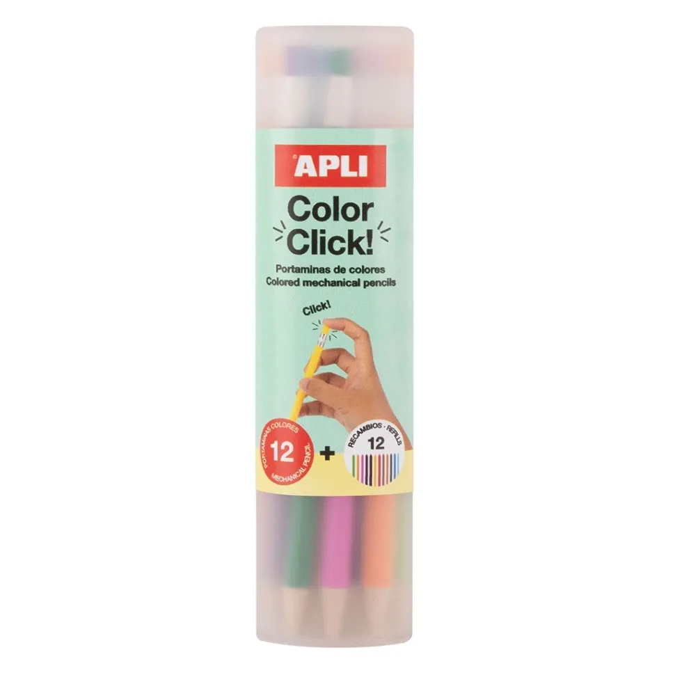 Set 12 portaminas y recambios colores Color Click Apli 2,6mm