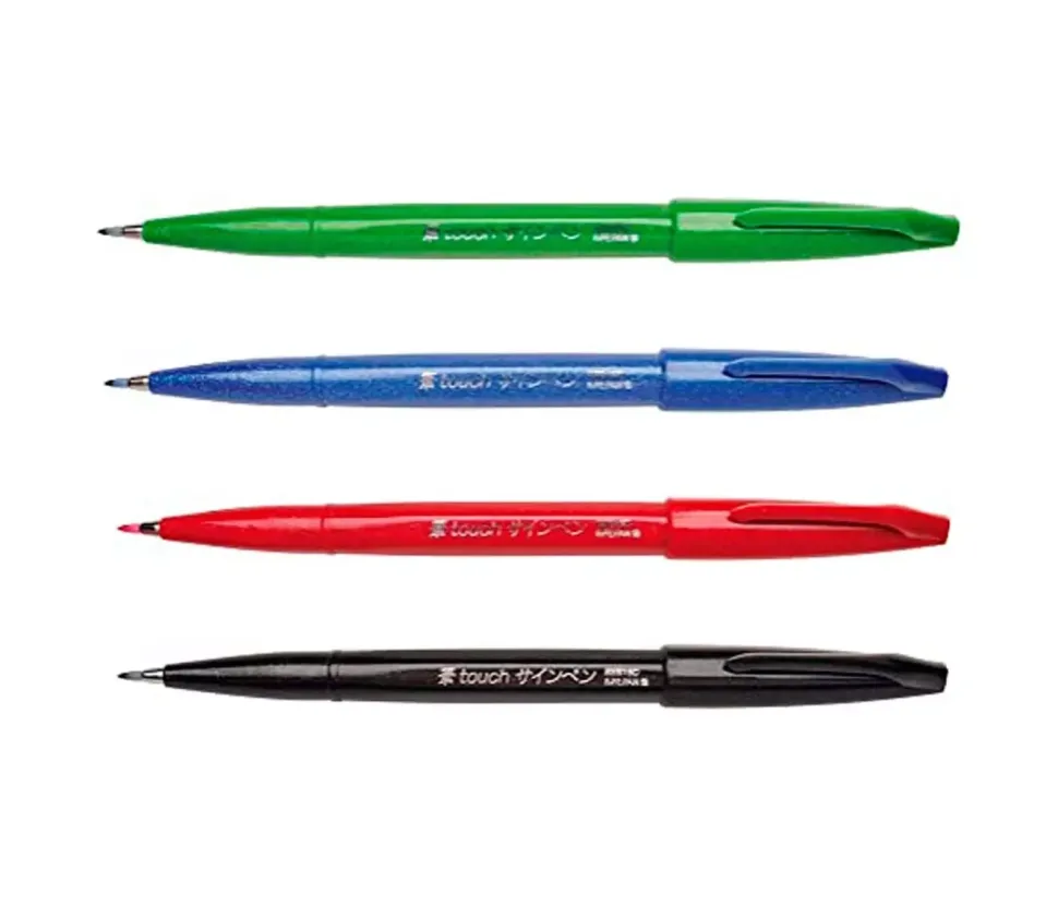 Set 4 Rotuladores Basic Sign Pen Brush Pentel