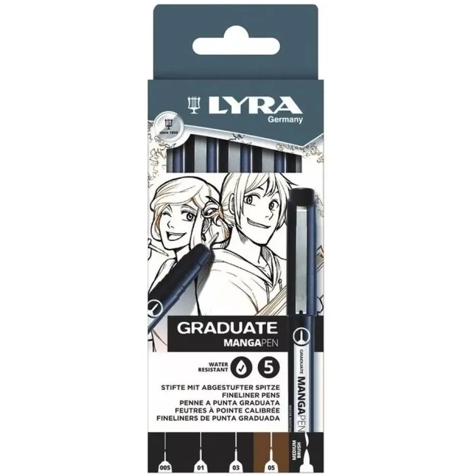 Set 5 rotuladores calibrados para manga Graduate Lyra