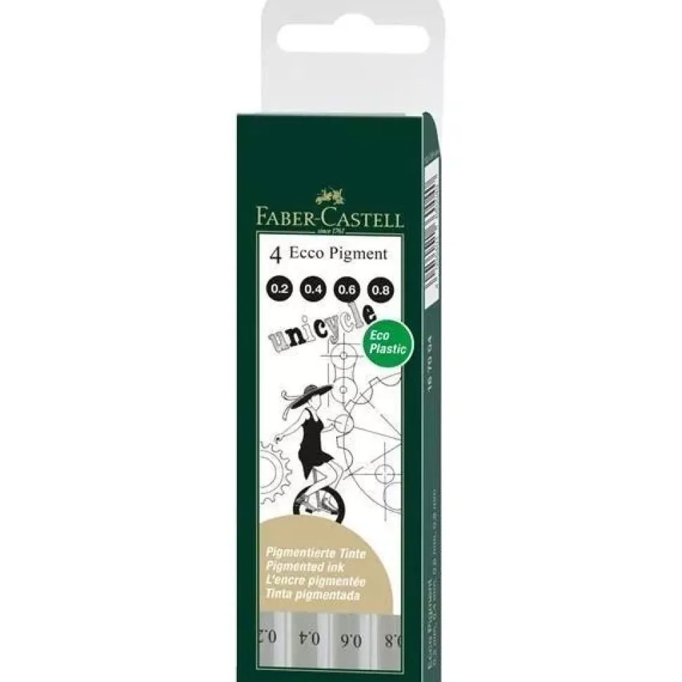 Set 4 rotuladores Calibrados Negro 0,2-0,8 Ecco Pigment Faber-Castell