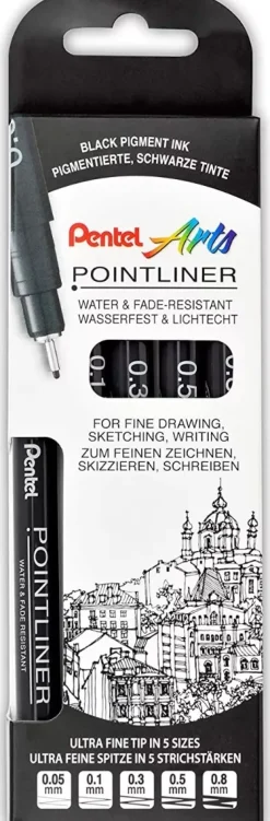 Set 5 Rotuladores Calibrados Pointliner Pentel