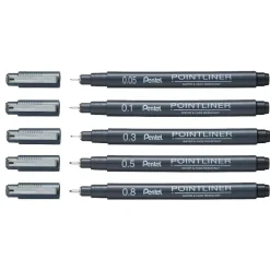 Set 5 Rotuladores Calibrados Pointliner Pentel