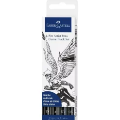 Set 4 rotuladores Comic Negro Pitt Artist Pen Faber-Castell