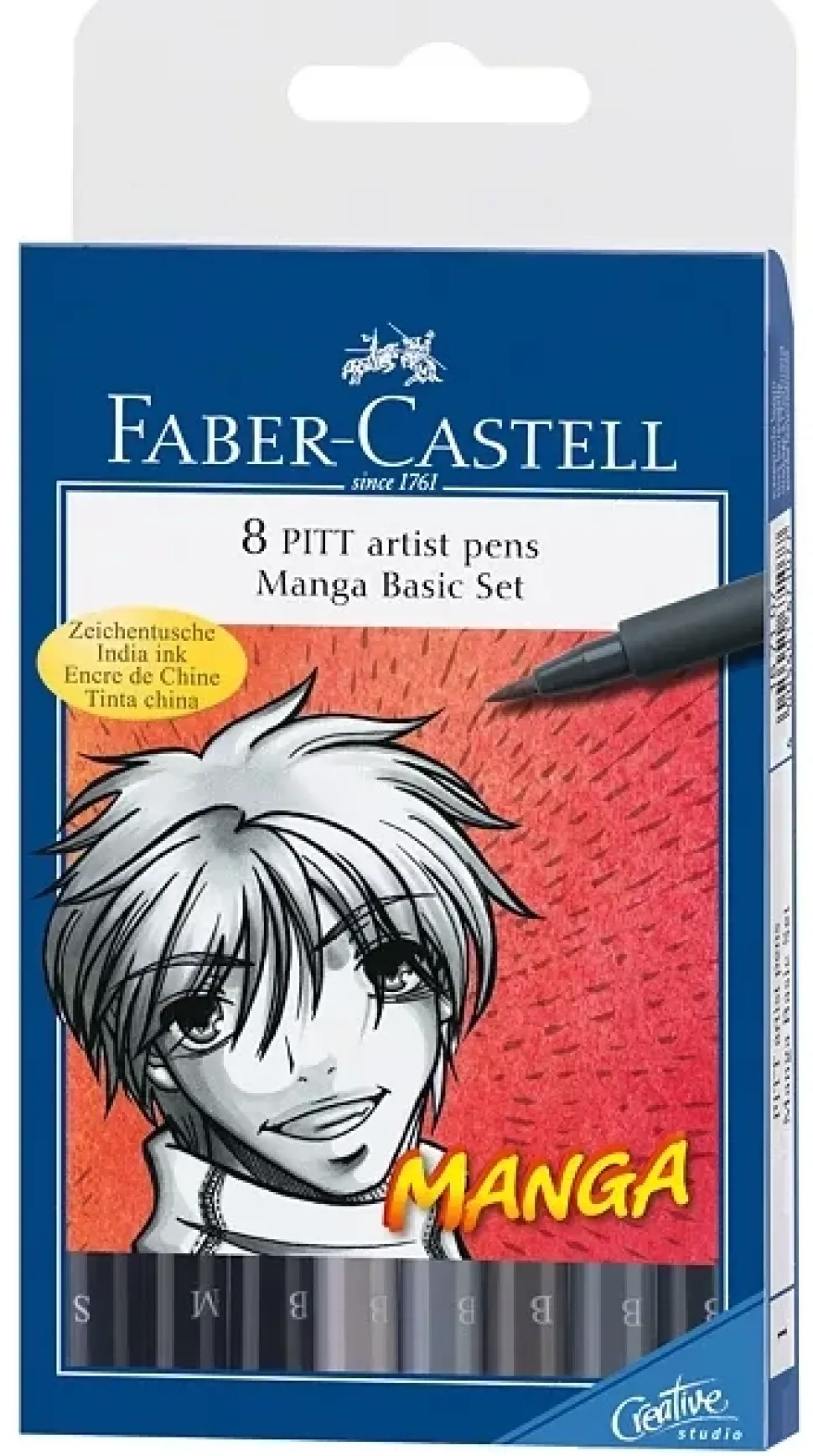Set 8 rotuladores Manga Basic Pitt Artist Pen Faber-Castell