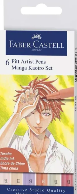 Set 6 rotuladores Manga Kaoiro Pitt Artist Pen Faber-Castell